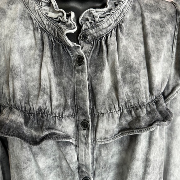 Isabel Etoile Marant Tie Dye Acid Wash Print Mock Neck Button up top - Picture 10 of 13